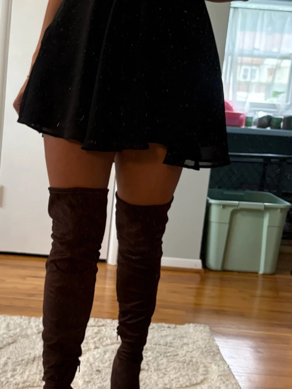 Women's Over-the-Knee Brown Suede Block Heel Boots NEW